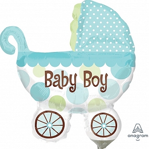 ADD-BAL14 Mini Shape - Foil Baby Buggy Boy - US Foil Balloon